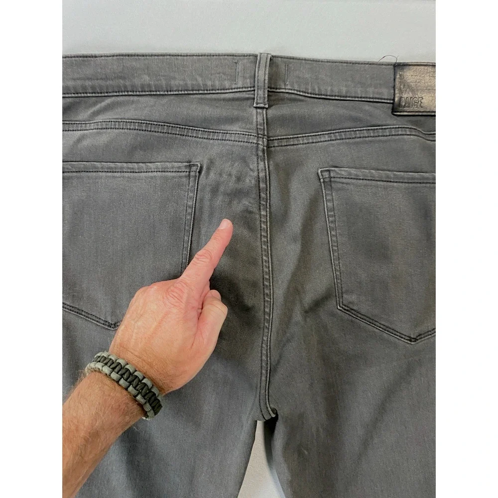 Paige Federal Slim Straight Lightweight Stretch Jeans in Mark. Men's 35X34, Read